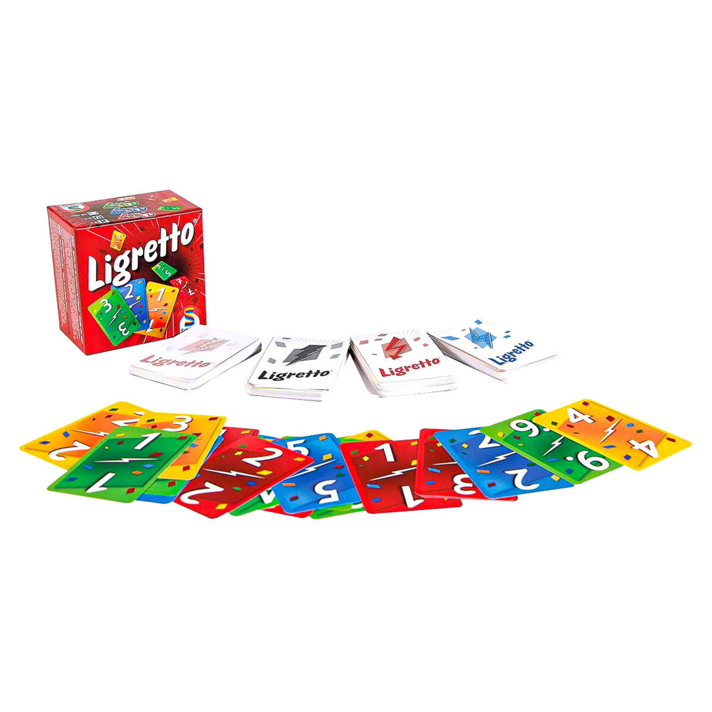 Ligretto Red family speed card game in play