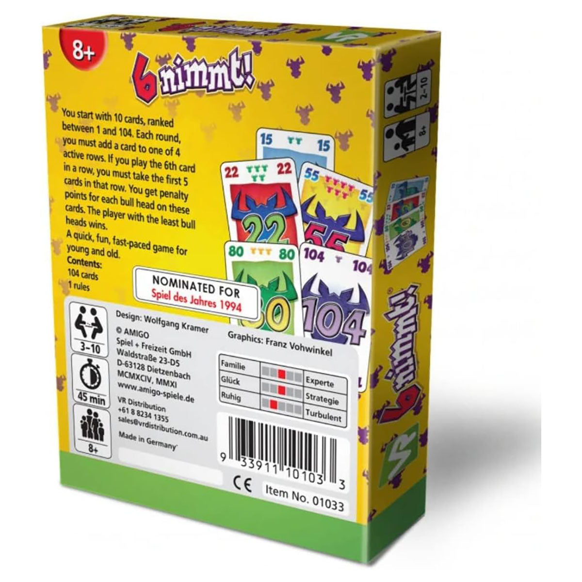 6 Nimmt card game box back bullhead strategy card game UK