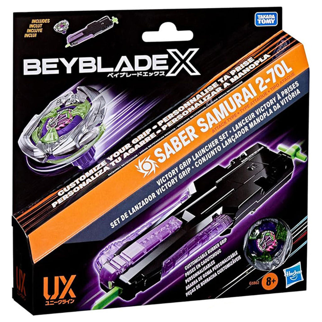 Beyyblade X Saber Samurai 2-70L Victory Grip Launcher Set