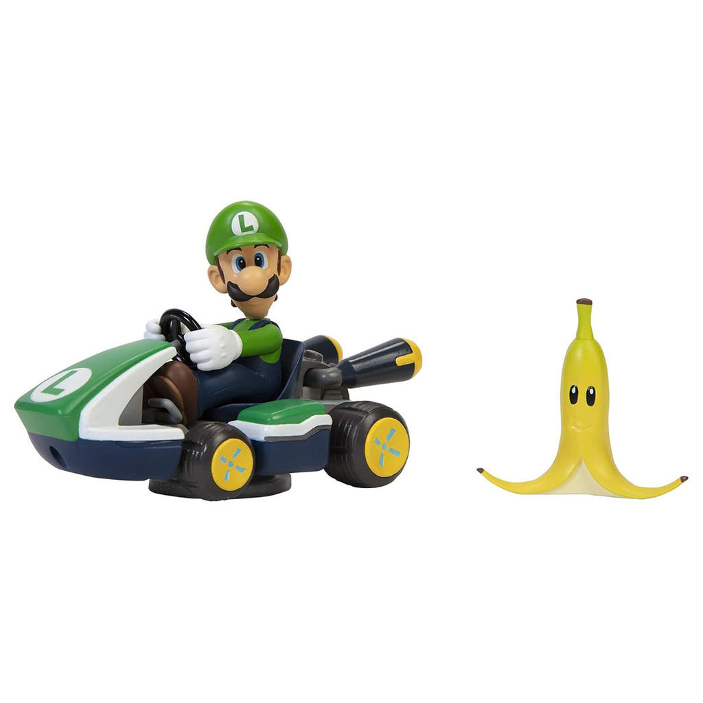 Spin Out Luigi Kart with Banana Super Mario