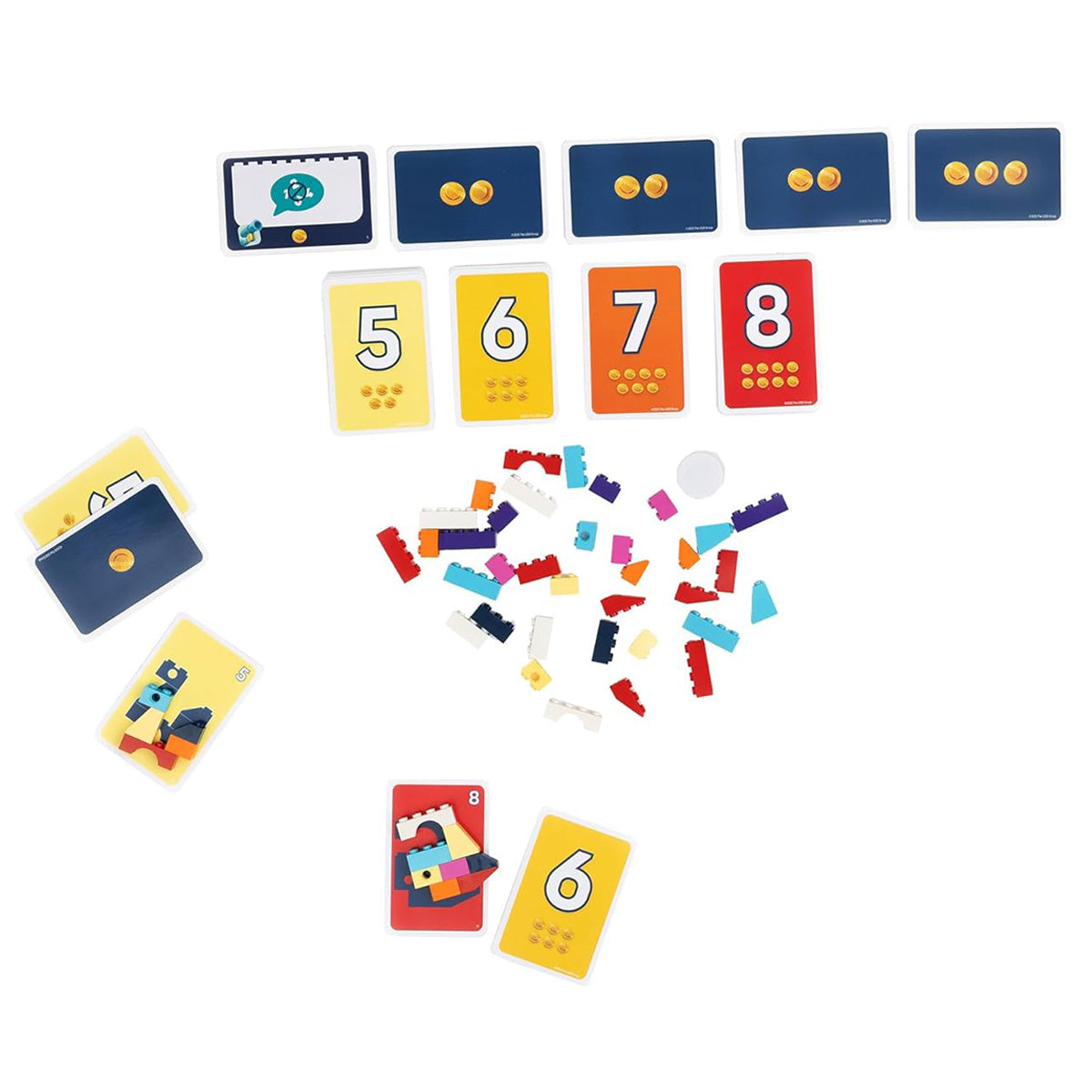 Brick Like This! challenge cards and LEGO bricks setup