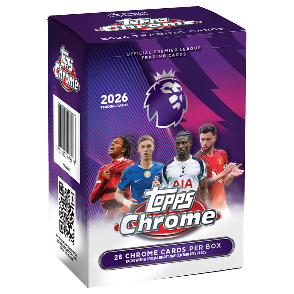 Topps Chrome Premier League 2026 Value Box front packaging official football cards