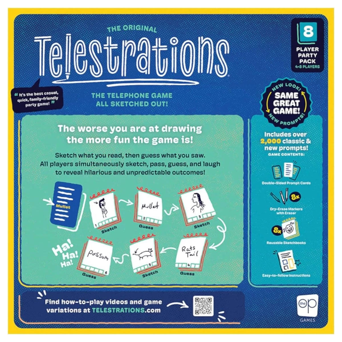 Telestrations 2025 Refresh family party game box back