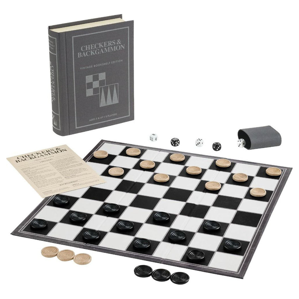 Checkers & Backgammon Vintage Bookshelf Edition