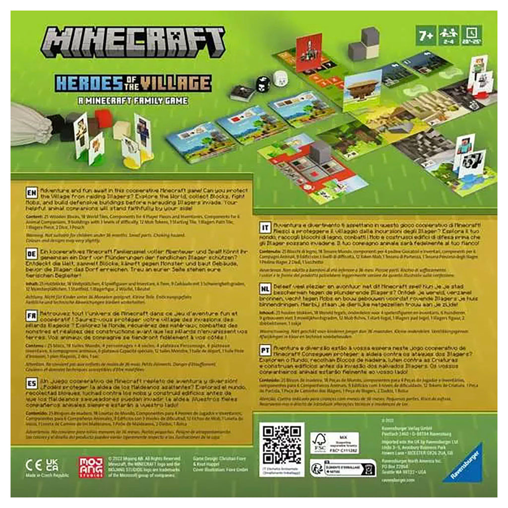 Minecraft Heroes of the Village board game back of the box Ravensburger