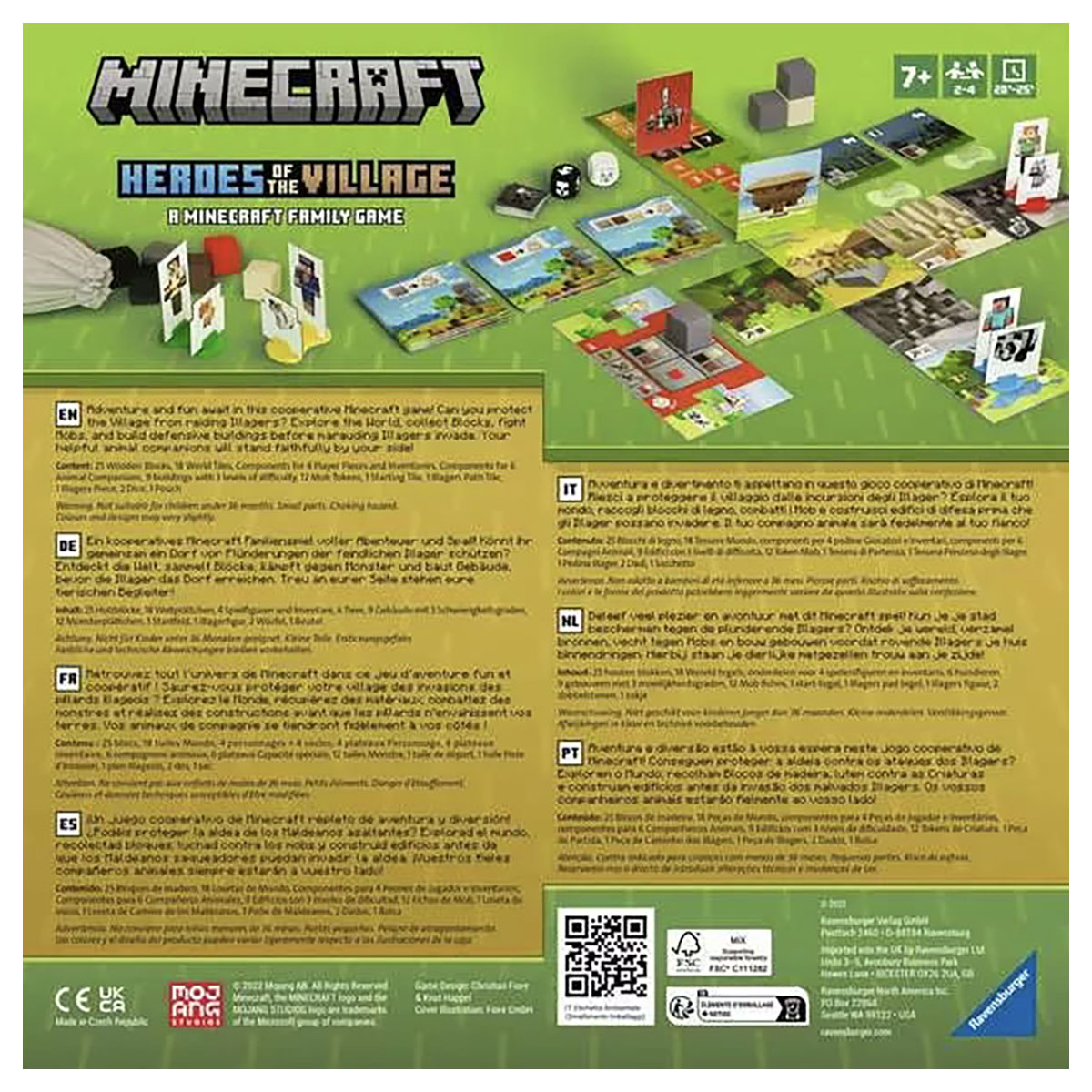 Minecraft Heroes of the Village board game back of the box Ravensburger