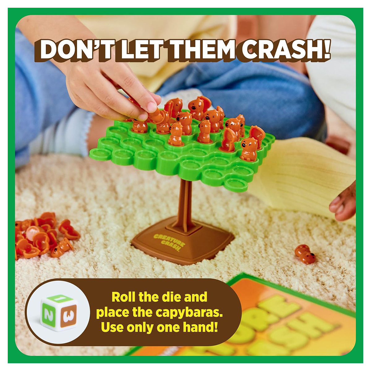 Players stacking Creature Crash game pieces