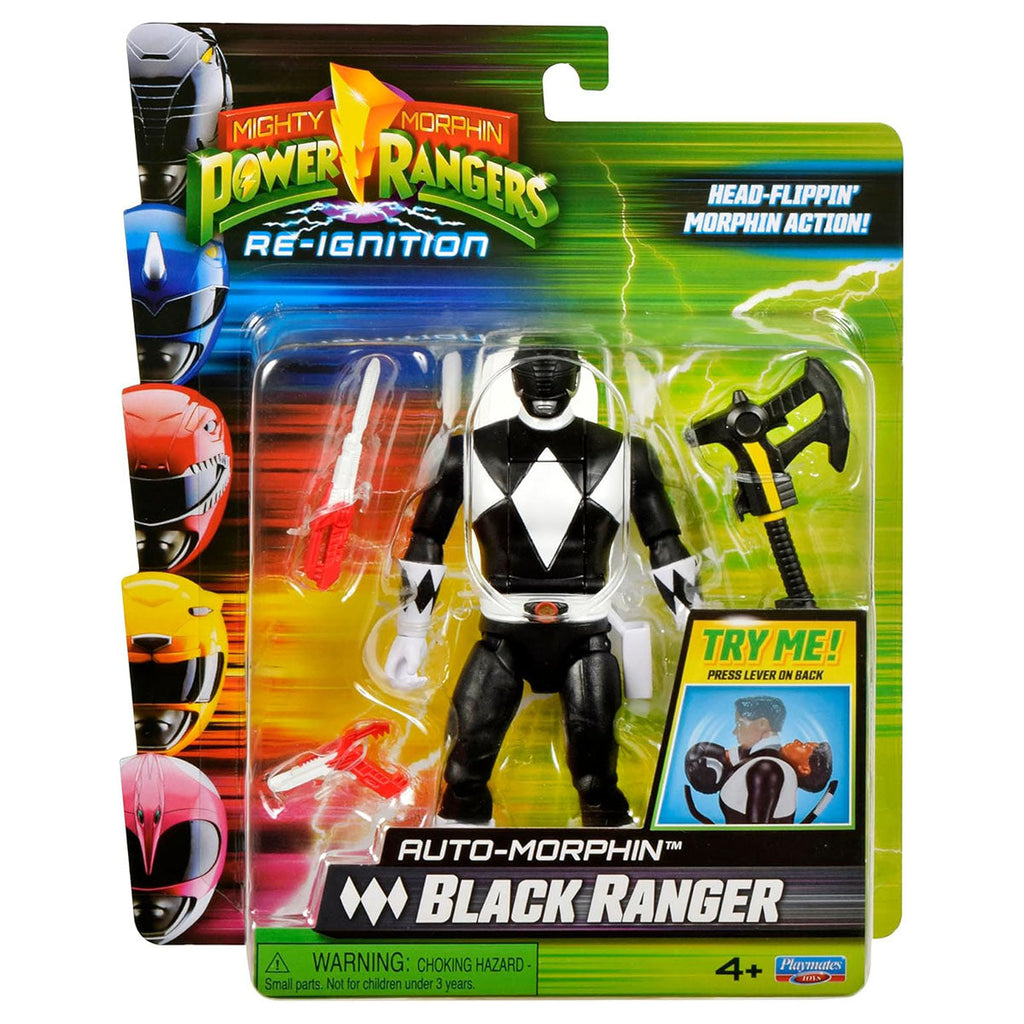 Mighty Morphin Power Rangers Re-Ignition: Auto Morphin Black Ranger Figure