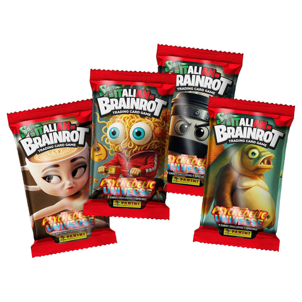 Panini Italian Brainrot booster packs cascaded