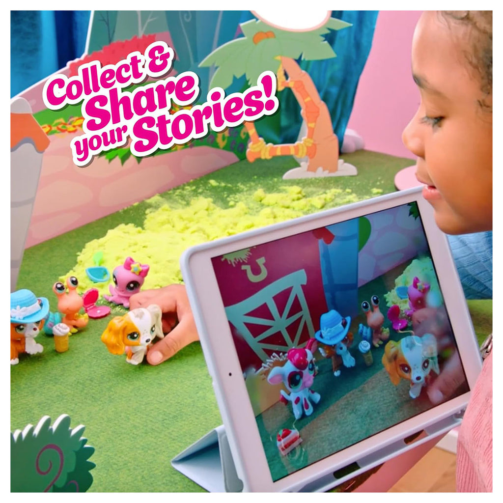 Littlest Pet Shop case fold‑out play scene with pets and accessories