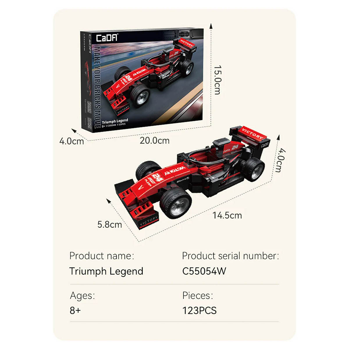 CaDA Triumph Legend Racing Car 1:24 Building Block Set