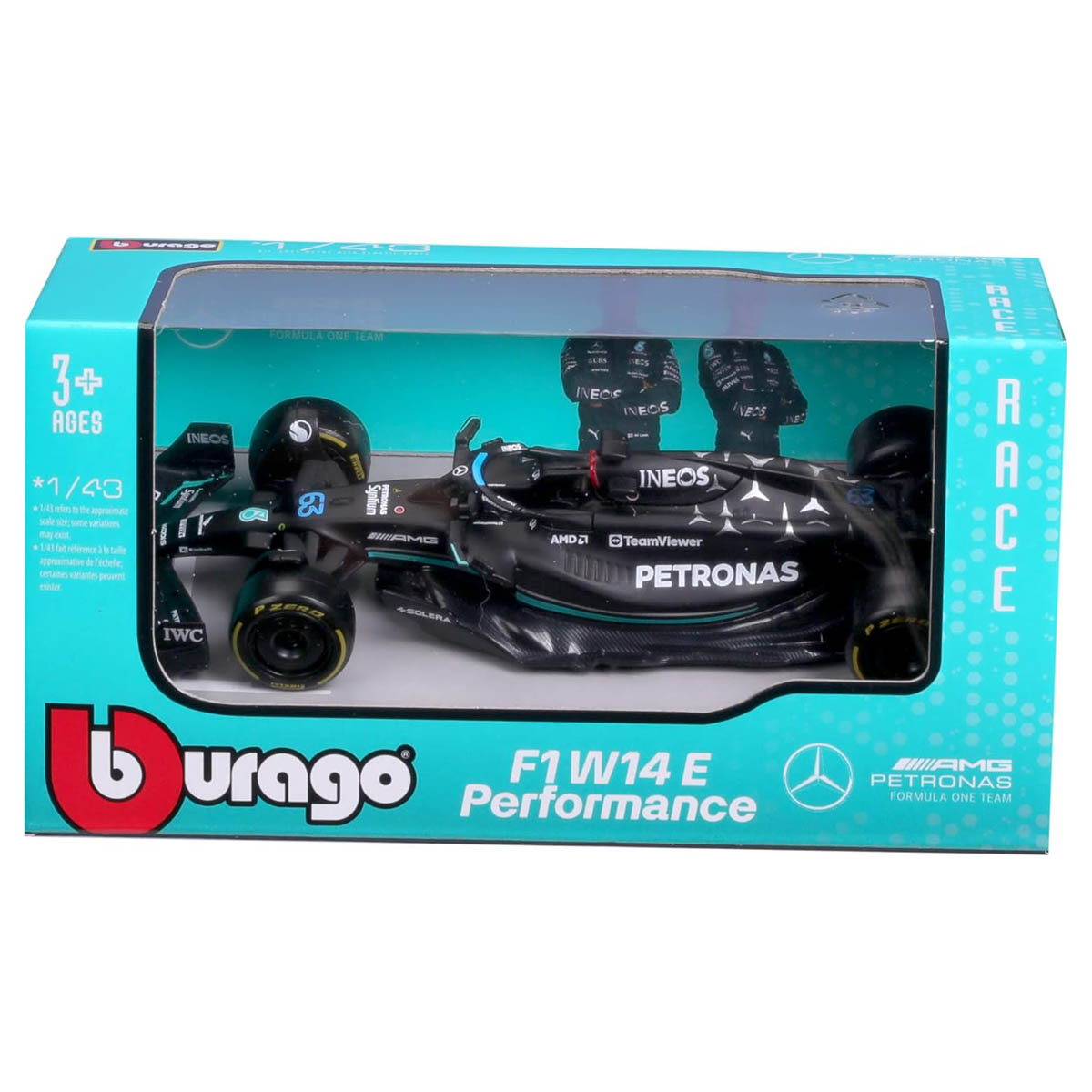 Bburago AMG Petronas Mercedes-Benz F1 W14 E Performance 2023 George Russell.1:43 Race Car
