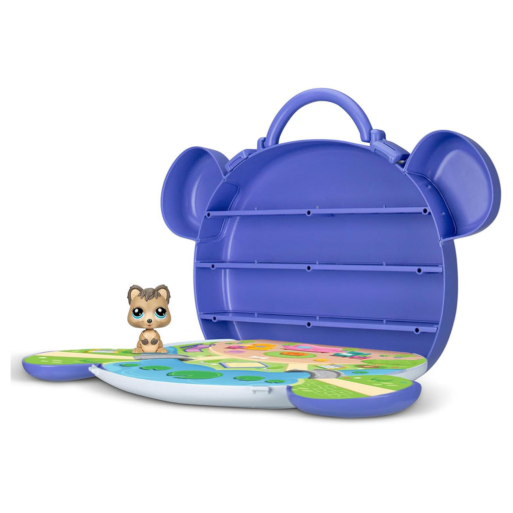 Littlest Pet Shop Collect & Display Case open with shelves